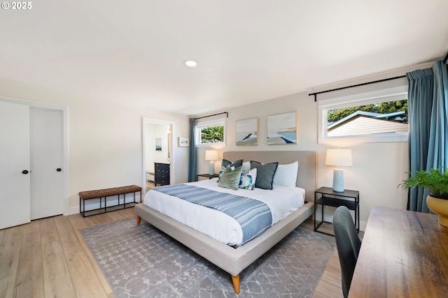 90 Beach Dr, Manzanita, OR 97130 - bedroom featuring light wood-type flooring and recessed lighting