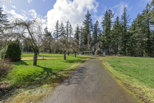 view of street featuring aphalt driveway