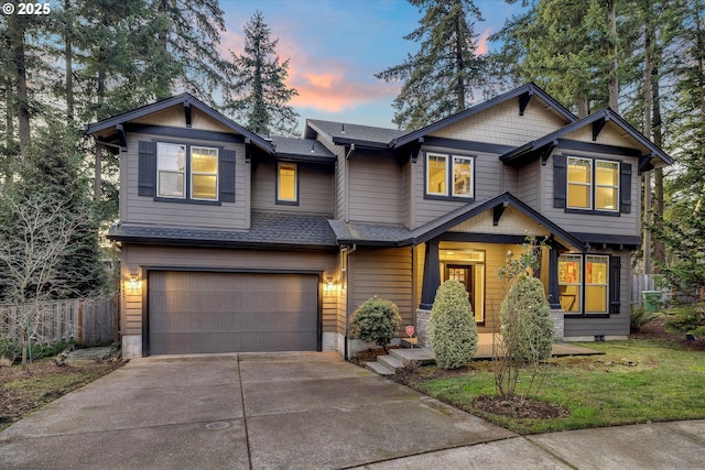 craftsman inspired home featuring a garage