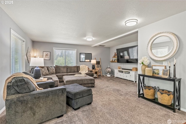 208 Salmonberry Ln, Longview, WA 98632 - carpeted living area with a textured ceiling and baseboards