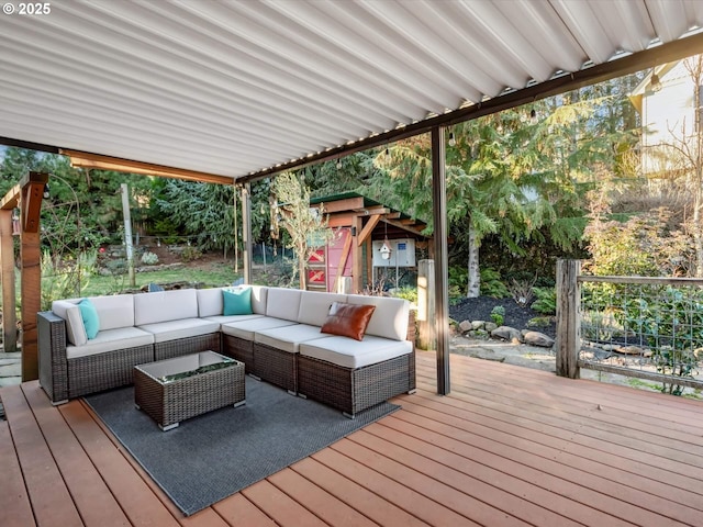 deck with an outdoor living space