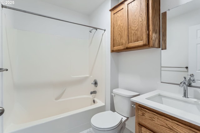 full bathroom featuring vanity, toilet, and tub / shower combination