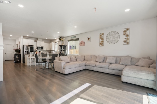 825 S 23rd Ave, Cornelius, OR 97113 - living room with dark wood-type flooring and recessed lighting
