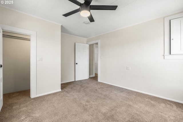 601 Mcclaine St, Silverton, OR 97381 - unfurnished bedroom featuring carpet, ornamental molding, and ceiling fan