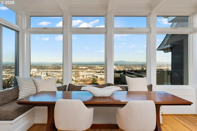 sunroom with breakfast area and a healthy amount of sunlight