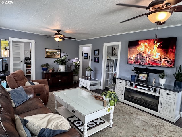 1918 Chestnut St, Baker City, OR 97814 - living room with a ceiling fan and ornamental molding