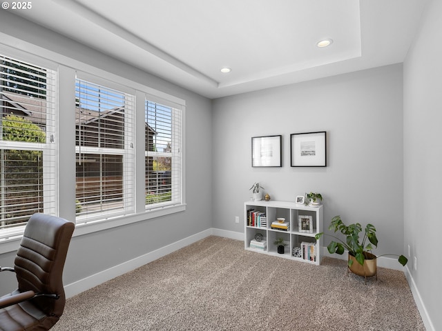 15582 SE Owl Ln, Happy Valley, OR 97015 - carpeted office with baseboards, recessed lighting, and a raised ceiling