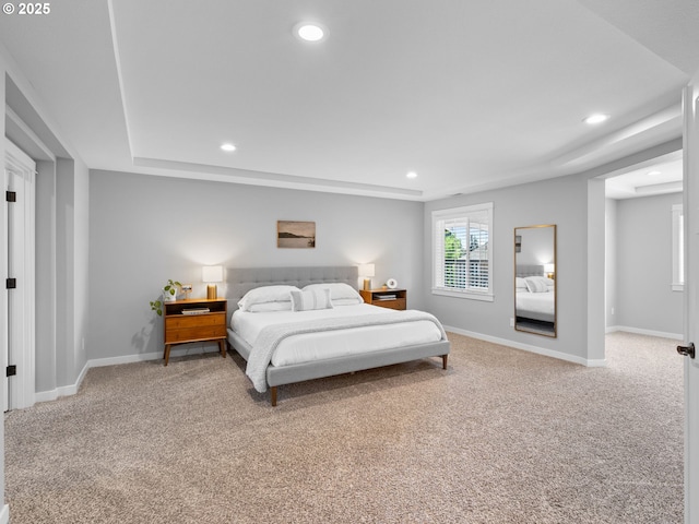 15582 SE Owl Ln, Happy Valley, OR 97015 - bedroom featuring recessed lighting, carpet flooring, baseboards, and a raised ceiling