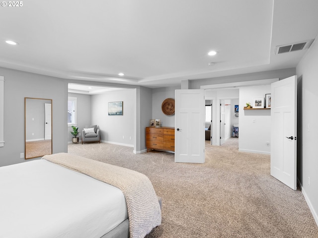 15582 SE Owl Ln, Happy Valley, OR 97015 - bedroom with recessed lighting, light colored carpet, and baseboards