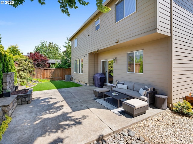 15582 SE Owl Ln, Happy Valley, OR 97015 - fenced backyard with central AC unit, a patio, and an outdoor living space