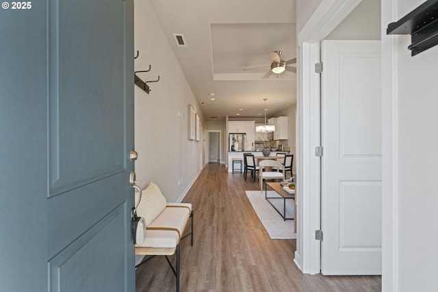 7314 NE 66th St, Vancouver, WA 98662 - foyer entrance with wood finished floors, ceiling fan, baseboards, and recessed lighting