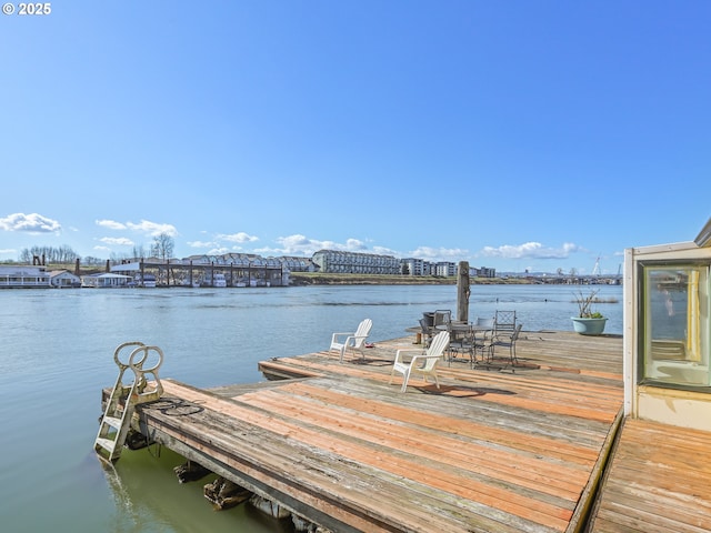 dock area with a water view