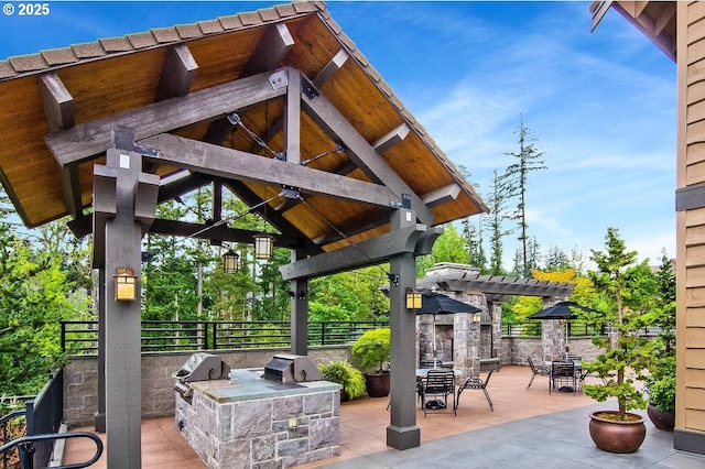 10122 SW Morrison St, Portland, OR 97225 - view of patio with area for grilling, a gazebo, a pergola, and outdoor dining space
