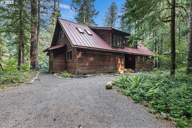 view of log home