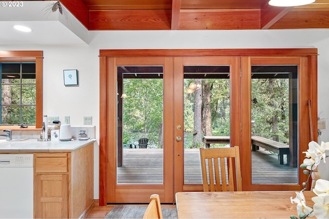57953 Drury Ln, Blue River, OR 97413 - doorway to outside featuring french doors and a wealth of natural light