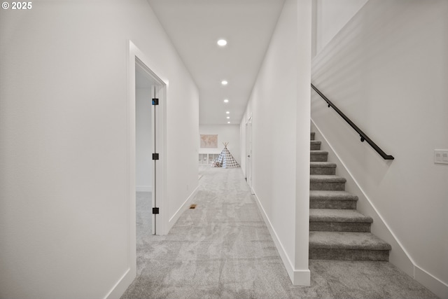 118 W 13th Way, La Center, WA 98629 - corridor with carpet floors, recessed lighting, stairway, and baseboards