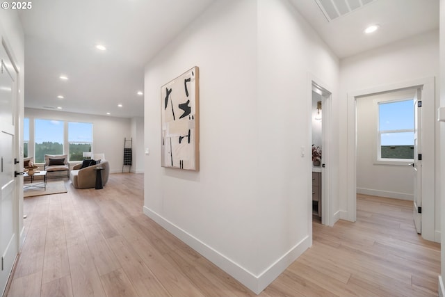118 W 13th Way, La Center, WA 98629 - hall with plenty of natural light, light wood-type flooring, baseboards, and recessed lighting