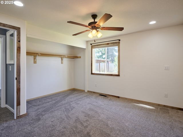 503 E Yacolt Rd, Yacolt, WA 98675 - unfurnished bedroom with carpet, a closet, recessed lighting, and a ceiling fan