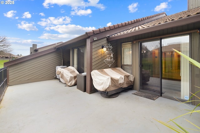 view of patio with area for grilling