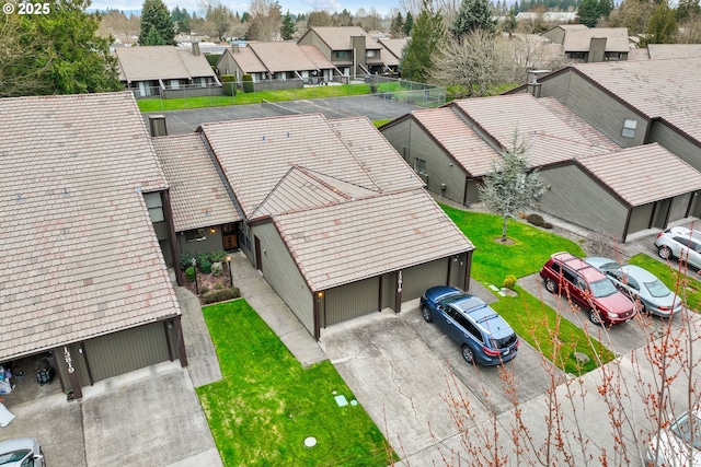 drone / aerial view with a residential view