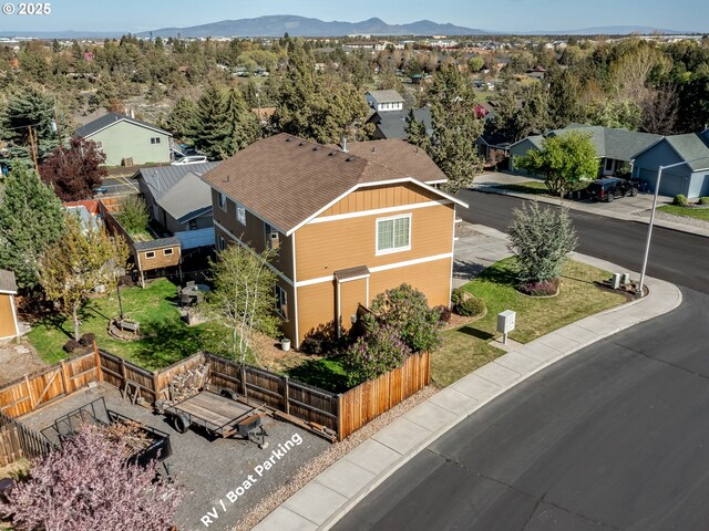 aerial perspective of suburban area featuring mountains