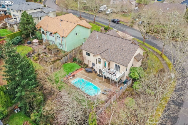 drone / aerial view with a residential view