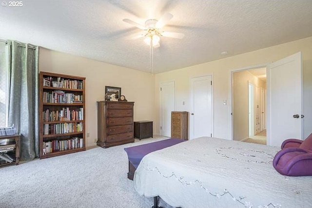 1910 Saginaw St S, Salem, OR 97302 - bedroom with carpet, a textured ceiling, and ceiling fan