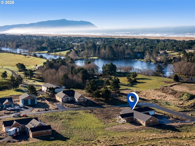 bird's eye view featuring a water view