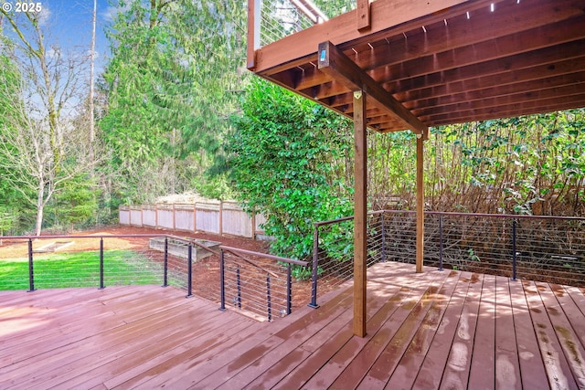 wooden deck featuring fence