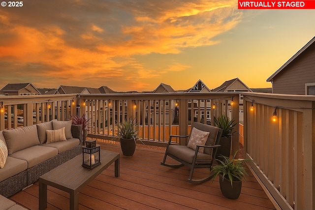 17940 SW Alvord Ln, Beaverton, OR 97007 - deck at dusk with an outdoor hangout area