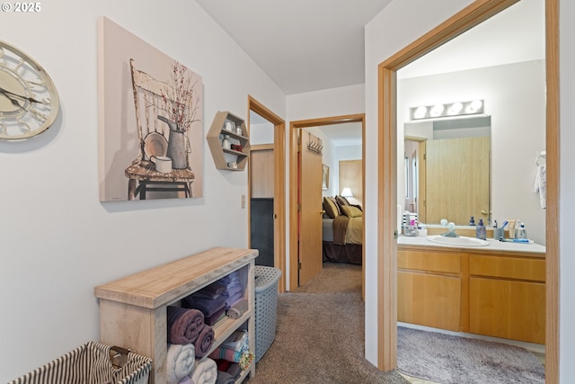 9 N 20th St, Hood River, OR 97031 - hall featuring carpet flooring and a sink
