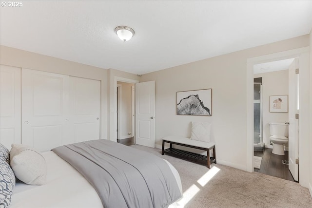 180 Nelson Ln, Gladstone, OR 97027 - bedroom with a closet, carpet floors, baseboards, and ensuite bath