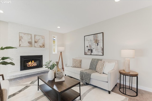 180 Nelson Ln, Gladstone, OR 97027 - living area with a brick fireplace, recessed lighting, and baseboards
