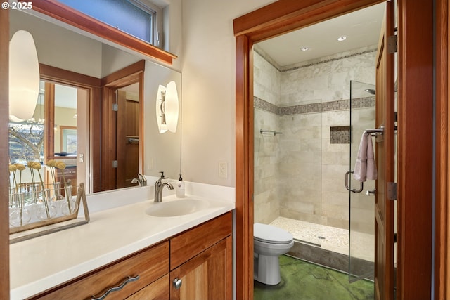 625 Columbia Ave, Lyle, WA 98635 - full bathroom featuring toilet, a shower stall, and vanity