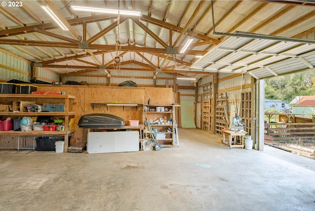 garage featuring metal wall