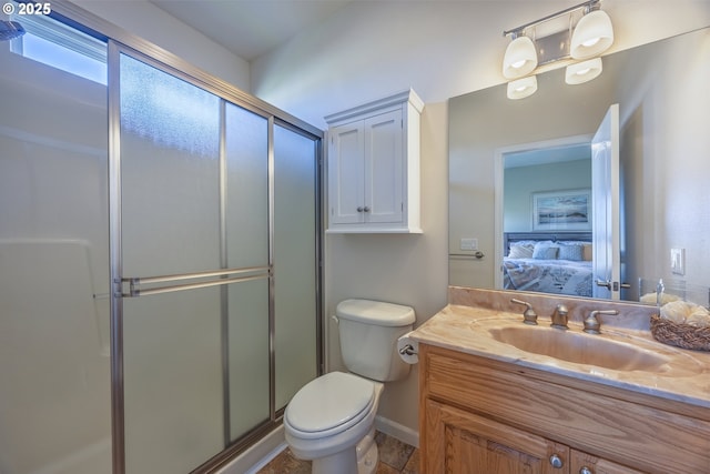 1587 NW 39th St, Lincoln City, OR 97367 - bathroom with toilet, a shower stall, ensuite bathroom, and vanity