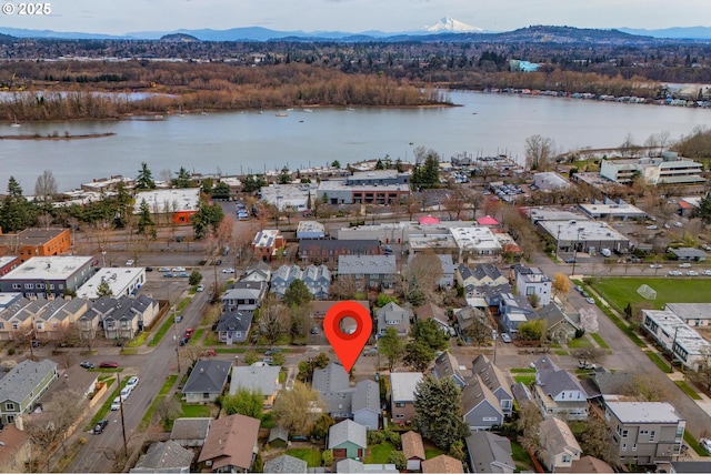 6125 S Hood Ave, Portland, OR 97239 - birds eye view of property with a residential view and a water and mountain view