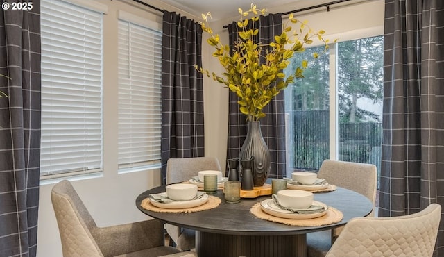 dining area with a chandelier