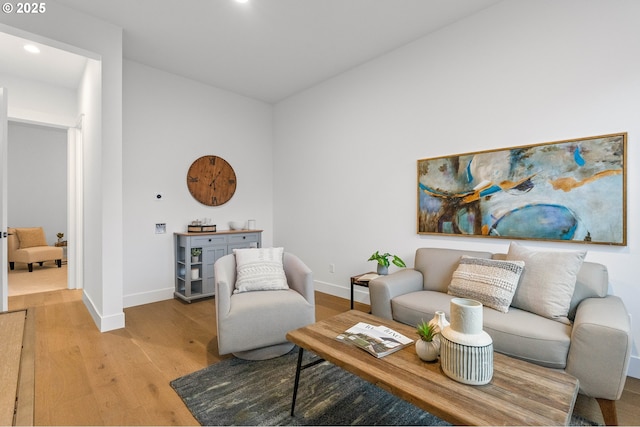 living room featuring light hardwood / wood-style flooring