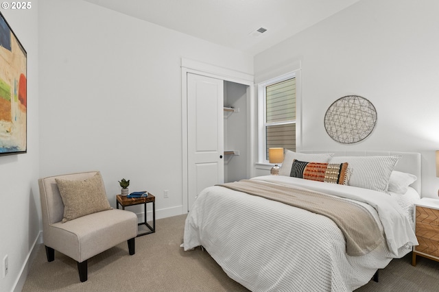 bedroom featuring carpet