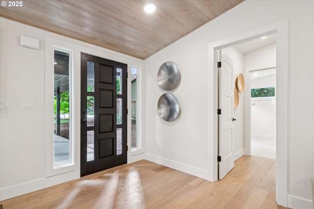 17253 SW Rivendell Dr, Portland, OR 97224 - entrance foyer featuring light wood-type flooring, recessed lighting, wooden ceiling, and vaulted ceiling