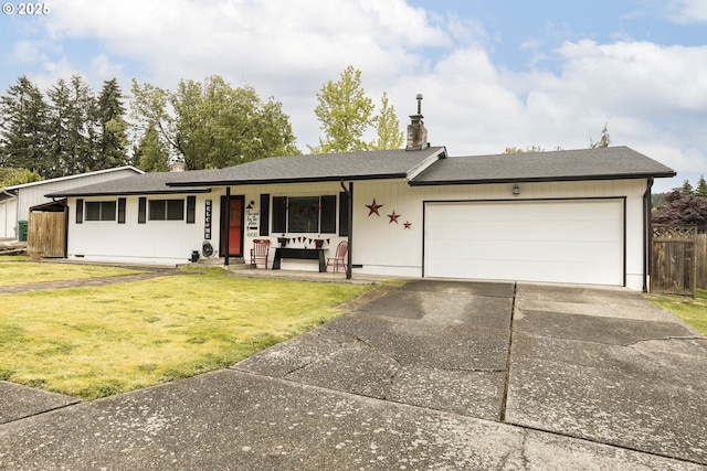 18430 SW Broad Oak Blvd, Beaverton, OR 97007 - single story home featuring covered porch, driveway, a garage, a chimney, and roof with shingles