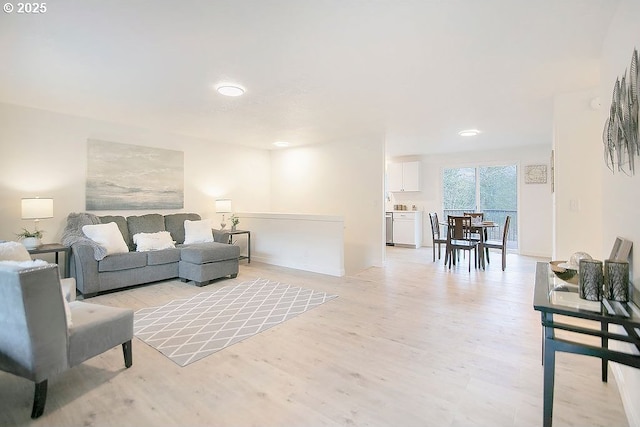 living room with light hardwood / wood-style flooring