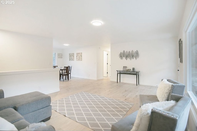 living room with light wood-type flooring