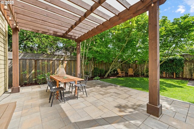 view of patio / terrace with outdoor dining space and a pergola
