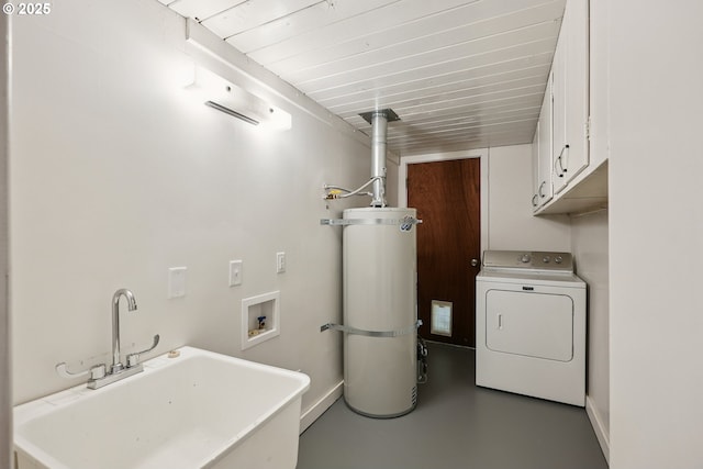 311 NE 130th Pl, Portland, OR 97230 - laundry area featuring washer / clothes dryer, water heater, and cabinet space