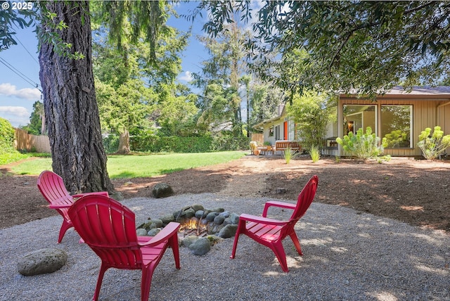 311 NE 130th Pl, Portland, OR 97230 - view of yard featuring an outdoor fire pit