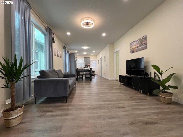 living room with wood-type flooring