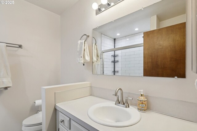 12604 NE Prescott Dr, Portland, OR 97230 - bathroom with vanity, toilet, and a tile shower