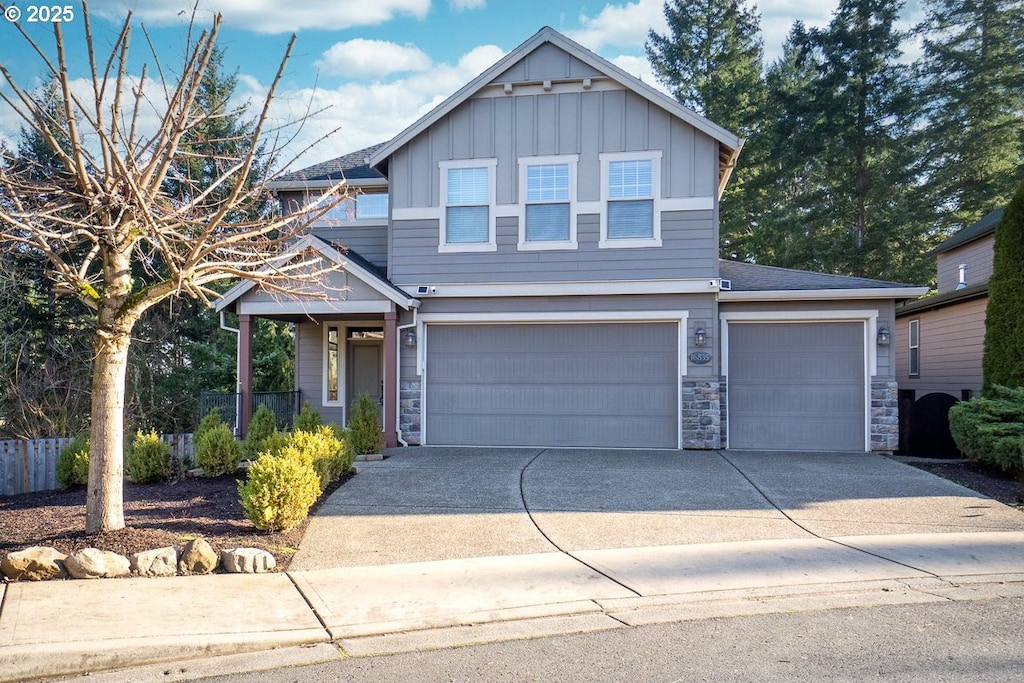 view of front of house with a garage